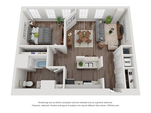 1 Bedroom Loft Floor Plan at Crogman School Lofts, Atlanta, GA